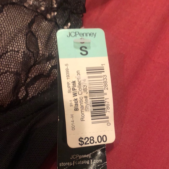 Delicates - Small - Pink and Black - Molded Cup - Back Lace Corset Bra - Picture 2 of 7